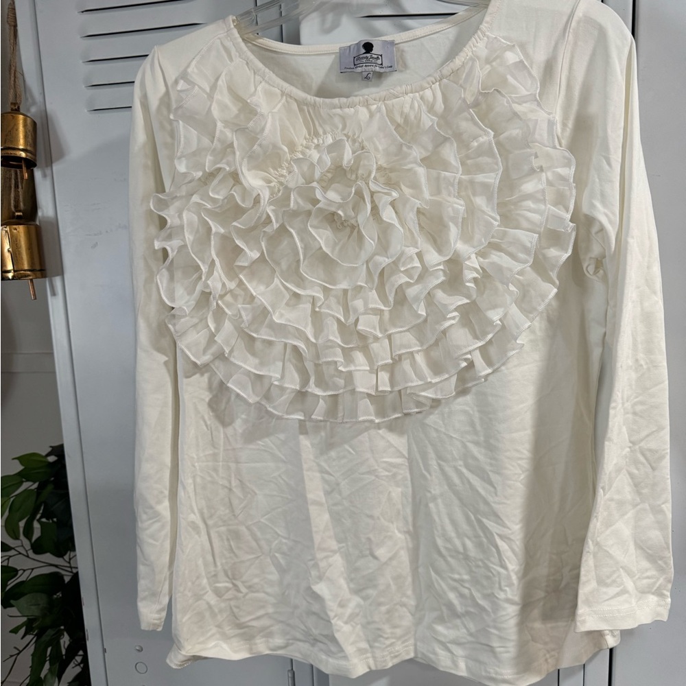 Dainty Jewells Cream Ruffle Blouse